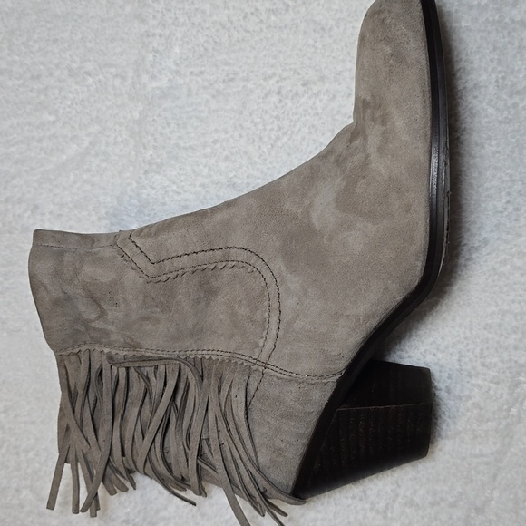 Sam Edelman Louie Tanish Gray Fringe Ankle Bootie 9 Western Cowgirl - Picture 1 of 13